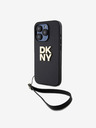 DKNY PU bőr Stack Logo csuklópánt hátlapi borító iPhone 15 Pro Max-hoz Fekete DKNY