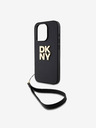 DKNY PU bőr Stack Logo csuklópánt hátlapi borító iPhone 15 Pro Max-hoz Fekete DKNY