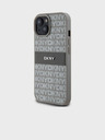 DKNY PU bőr ismétlődő mintás tonális csíkos hátlap iPhone 15 bézs színű DKNY iPhone 15-hez