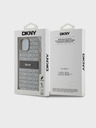 DKNY PU bőr ismétlődő mintás tonális csíkos hátlap iPhone 15 bézs színű DKNY iPhone 15-hez