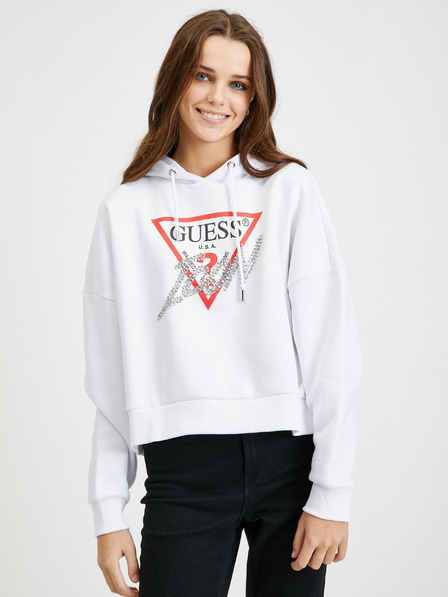 Guess Fehér női túlméretezett kapucnis pulóver Guess