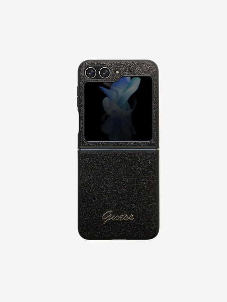 Guess Guess PC/TPU csillámpelyhek fém logós hátlap Samsung Galaxy Z Flip 5 fekete