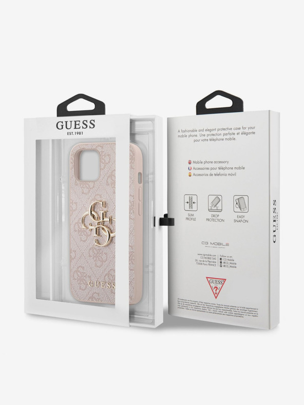Guess Guess PU 4G fém logós hátsó borító iPhone 13 rózsaszínhez