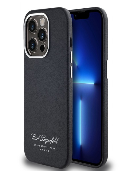 Karl Lagerfeld Szemcsés PU Hotel RSG hátlap iPhone 14 Pro Fekete Karl Lagerfeld Karl Lagerfeld
