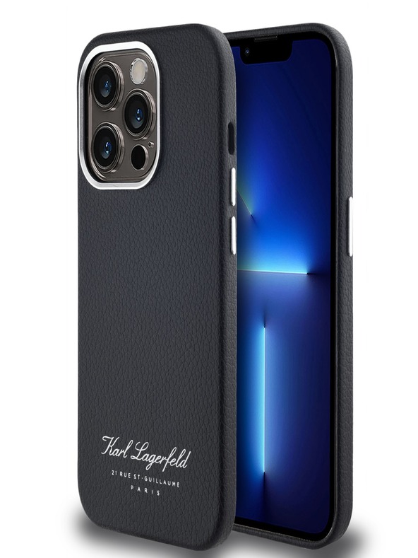 Karl Lagerfeld Szemcsés PU Hotel RSG hátlap iPhone 14 Pro Fekete Karl Lagerfeld Karl Lagerfeld