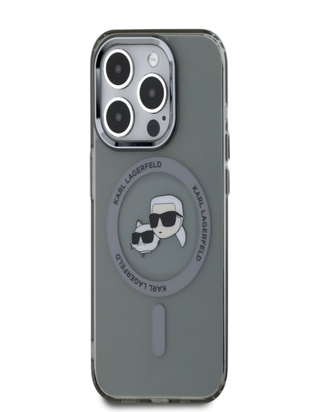 Karl Lagerfeld Karl Lagerfeld IML IML K&CH Heads fémkeretes MagSafe hátlapi borító iPhone 15 Pro készülékhez Fekete