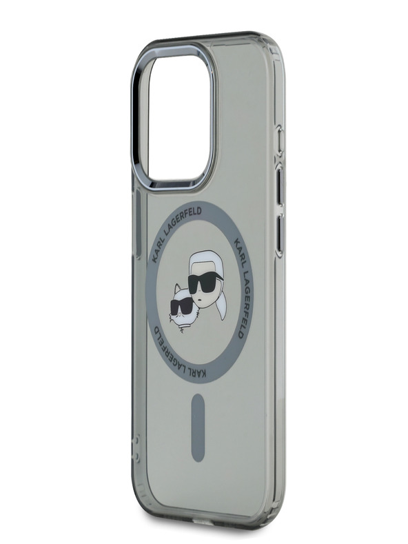 Karl Lagerfeld Karl Lagerfeld IML IML K&CH Heads fémkeretes MagSafe hátlapi borító iPhone 15 Pro készülékhez Fekete