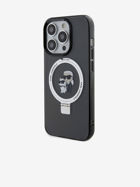 Karl Lagerfeld Ringstand Karl és Choupette MagSafe hátlap iPhone 15 Pro fekete Karl Lagerfeld fekete Karl Lagerfeld