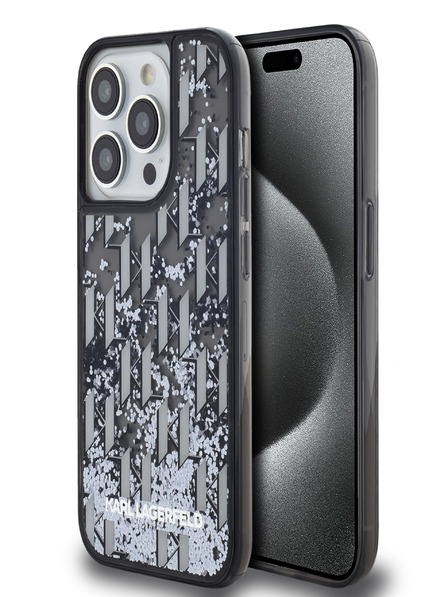 Karl Lagerfeld Folyékony csillogó monogramos gradiens hátlap iPhone 14 Pro Max fekete Karl Lagerfeld