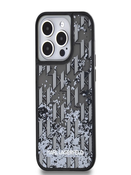 Karl Lagerfeld Folyékony csillogó monogramos gradiens hátlap iPhone 14 Pro Max fekete Karl Lagerfeld