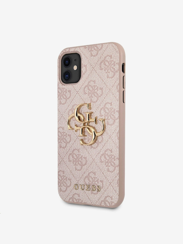 Guess Guess PU 4G fém logós hátlap iPhone 11 készülékhez Rózsaszín