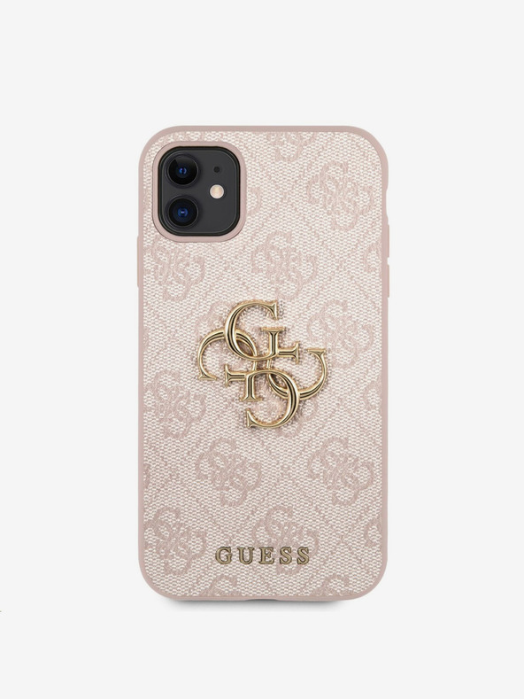 Guess Guess PU 4G fém logós hátlap iPhone 11 készülékhez Rózsaszín