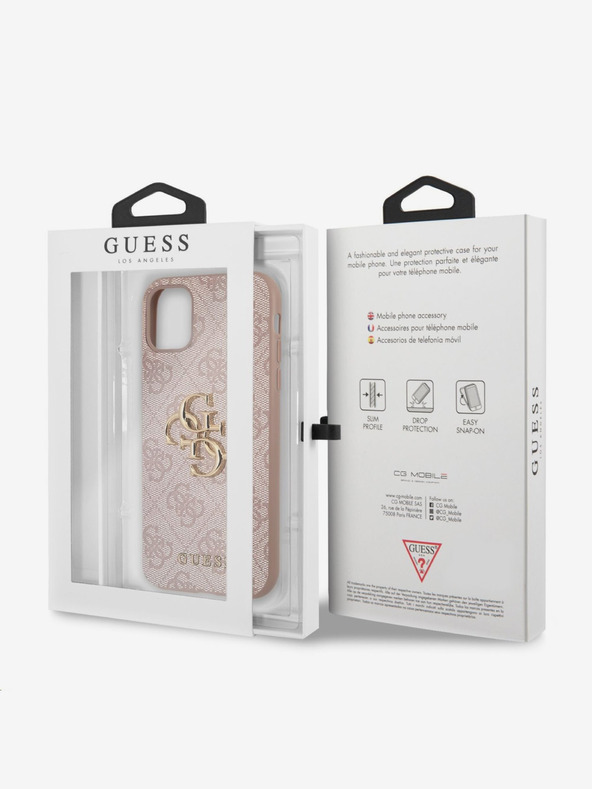 Guess Guess PU 4G fém logós hátlap iPhone 11 készülékhez Rózsaszín