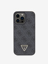 Guess PU 4G Strass Triangle Metal Logo Zadní Kryt pro iPhone 15 Pro Max Black Telefontok
