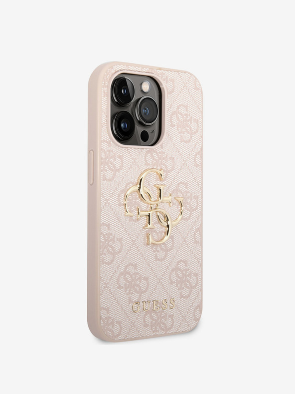 Guess Guess PU 4G fém logós hátlap iPhone 15 Pro Max rózsaszínű iPhone 15 Pro Max készülékhez