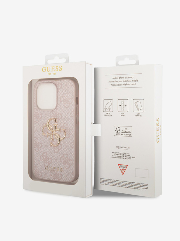 Guess Guess PU 4G fém logós hátlap iPhone 15 Pro Max rózsaszínű iPhone 15 Pro Max készülékhez