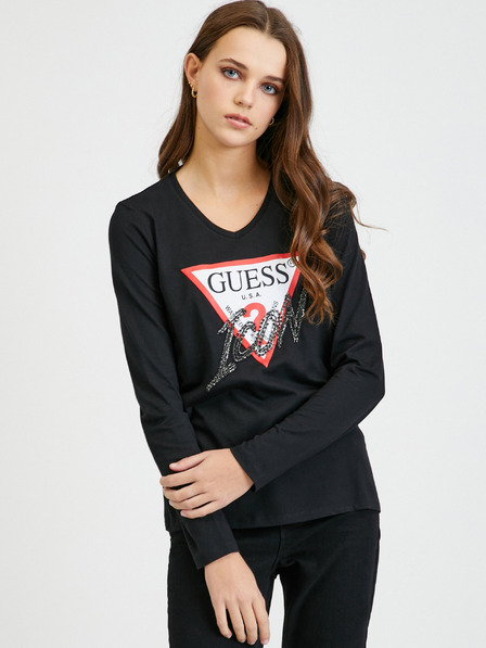 Guess Fekete női hosszú ujjú póló Guess Icon