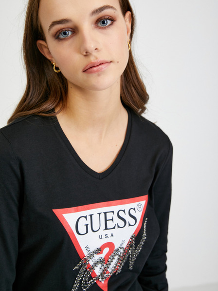 Guess Fekete női hosszú ujjú póló Guess Icon
