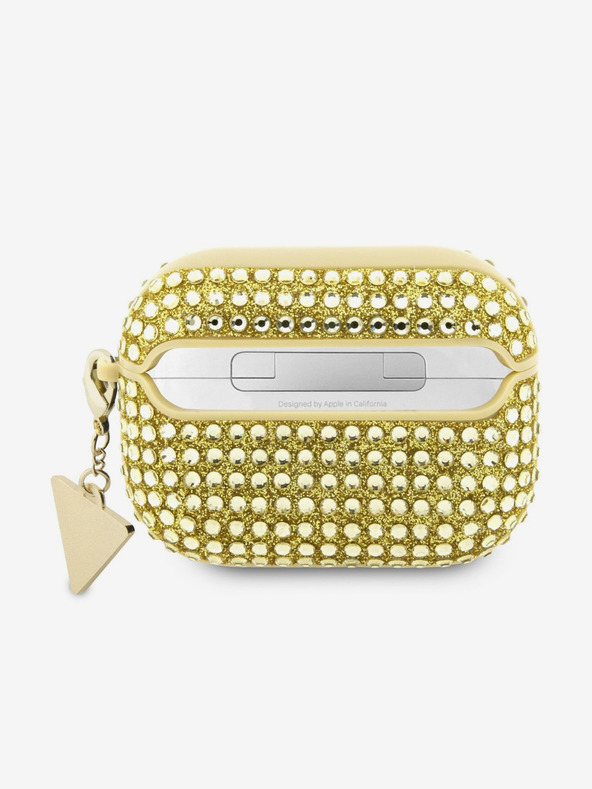 Guess Guess Strasszos háromszög fém logós tok AirPods Pro-hoz Arany