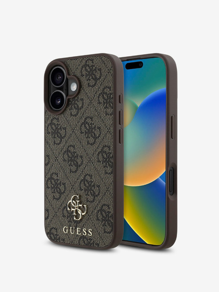 Guess Guess PU 4G kis fém logós MagSafe hátlap iPhone 16 készülékhez Barna