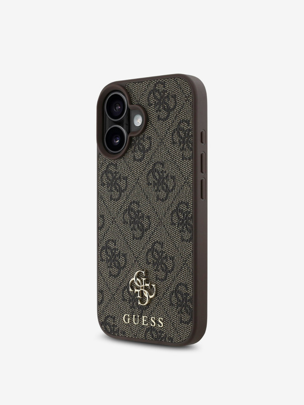 Guess Guess PU 4G kis fém logós MagSafe hátlap iPhone 16 készülékhez Barna