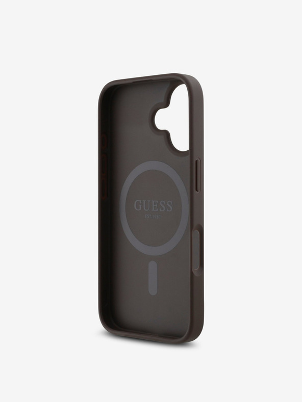 Guess Guess PU 4G kis fém logós MagSafe hátlap iPhone 16 készülékhez Barna