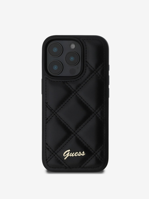 Guess Guess PU-bőr steppelt hátlapi borítás iPhone 16 Pro készülékhez Fekete