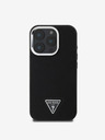 Guess Guess PU szemcsés, háromszög alakú logós hátlap iPhone 16 Pro Max fekete modellhez