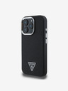 Guess Guess PU szemcsés, háromszög alakú logós hátlap iPhone 16 Pro Max fekete modellhez