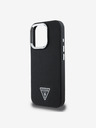 Guess Guess PU szemcsés, háromszög alakú logós hátlap iPhone 16 Pro Max fekete modellhez