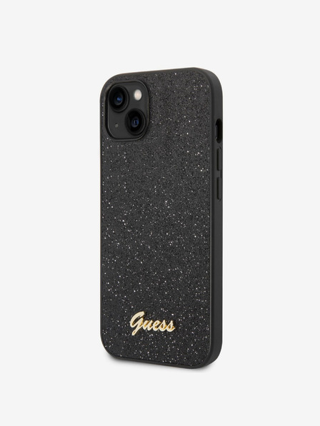 Guess Guess PC/TPU csillámpelyhek fém logós hátlap iPhone 14 fekete iPhone 14-hez