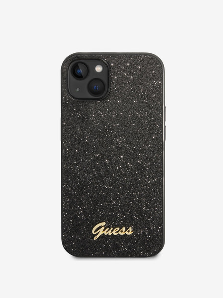 Guess Guess PC/TPU csillámpelyhek fém logós hátlap iPhone 14 fekete iPhone 14-hez