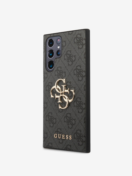 Guess PU 4G Metal Logo Zadní Kryt pro Samsung Galaxy S23 Ultra Grey Telefontok