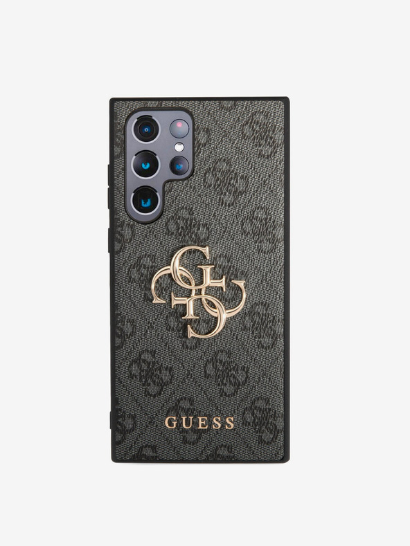 Guess PU 4G Metal Logo Zadní Kryt pro Samsung Galaxy S23 Ultra Grey Telefontok