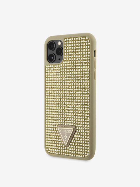 Guess Guess strasszos háromszög fém logós borító iPhone 11 Pro Max aranyhoz