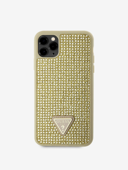 Guess Guess strasszos háromszög fém logós borító iPhone 11 Pro Max aranyhoz