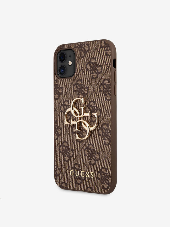 Guess Guess PU 4G fém logós hátlapi borító iPhone 11 készülékhez Barna