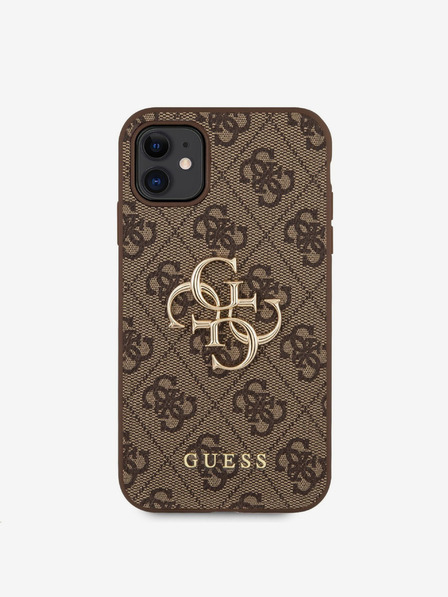 Guess Guess PU 4G fém logós hátlapi borító iPhone 11 készülékhez Barna