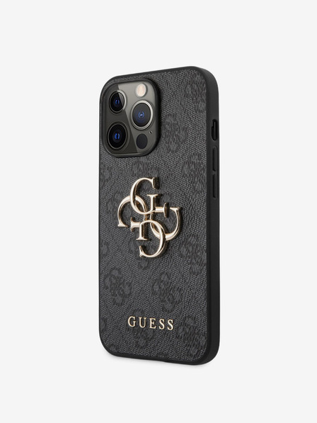 Guess Guess PU 4G fém logós hátsó borító iPhone 13 Pro Max szürke modellhez