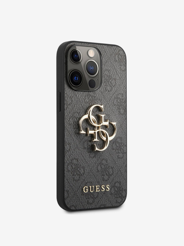 Guess Guess PU 4G fém logós hátsó borító iPhone 13 Pro Max szürke modellhez