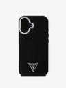Guess Guess PU szemcsés, háromszög alakú logós hátsó borító iPhone 16-hoz Fekete