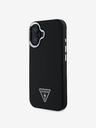 Guess Guess PU szemcsés, háromszög alakú logós hátsó borító iPhone 16-hoz Fekete
