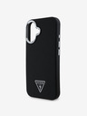 Guess Guess PU szemcsés, háromszög alakú logós hátsó borító iPhone 16-hoz Fekete