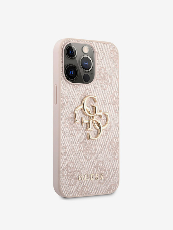 Guess Guess PU 4G fém logós hátsó borító iPhone 13 Pro rózsaszínű készülékre