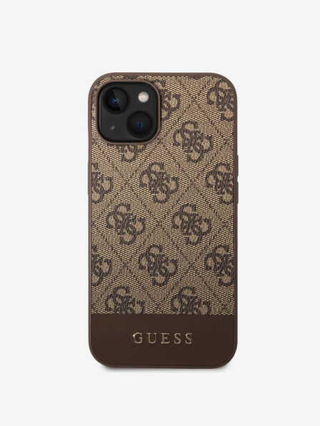 Guess Guess PU 4G csíkos hátlapi borító iPhone 14 készülékhez Barna