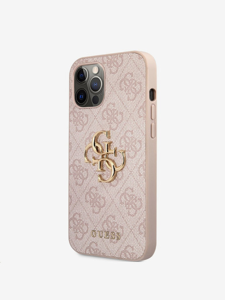 Guess Guess PU 4G fém logós hátlapi borító iPhone 12 Pro Max készülékhez Rózsaszín