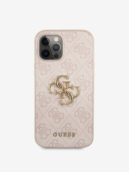 Guess Guess PU 4G fém logós hátlapi borító iPhone 12 Pro Max készülékhez Rózsaszín