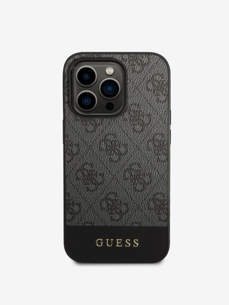 Guess Guess PU 4G csíkos hátlapi borító iPhone 14 Pro Max-hoz Szürke