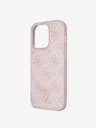 Guess PU 4G Strass Triangle Metal Logo Zadní Kryt pro iPhone 15 Pro Pink Telefontok