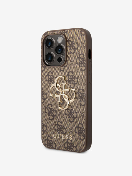 Guess Guess PU 4G fém logós hátlap az iPhone 15 Pro Brown készülékre